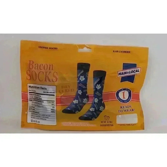 NEW Bacon Socks Novelty fathers day 1 Pair Unisex 1 Size gag bday Gift - Picture 6 of 9
